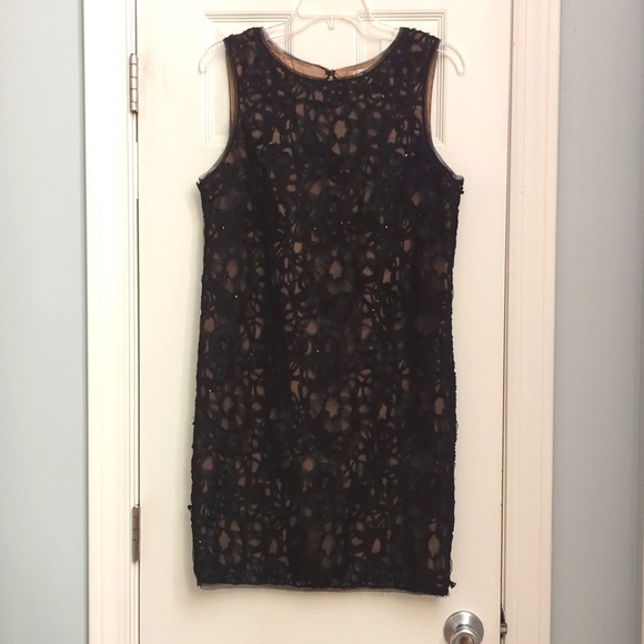 Max Studio Black Sleeveless Mini Dress Floral Lace Embroidered Sequin Si… - Picture 1 of 10